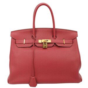 Hermes  Birkin 35 Togo Leather Tote Bag Red